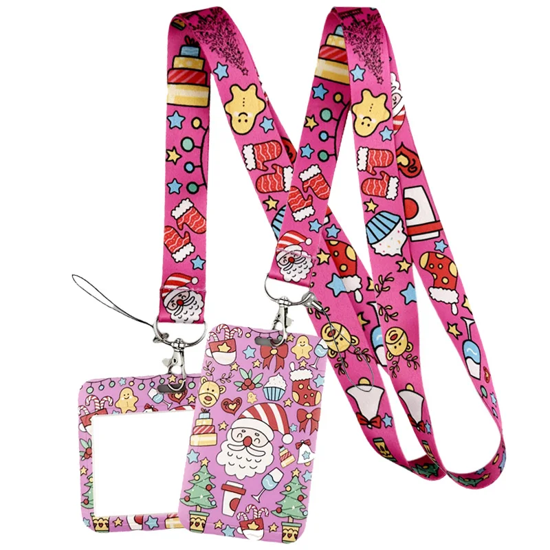 Розовый отец Рождественский брелок на шею ожерелье лямки ленты аниме мультяшный