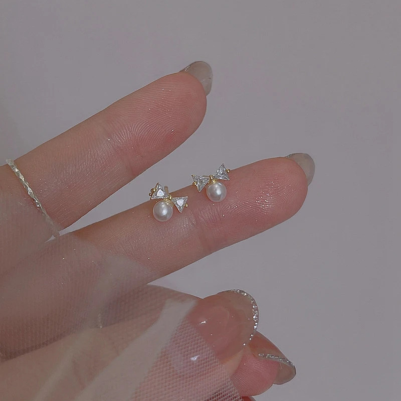 Пластиковые ушные булавки из Южной Кореи милые мини-шпильки с бантом маленькие