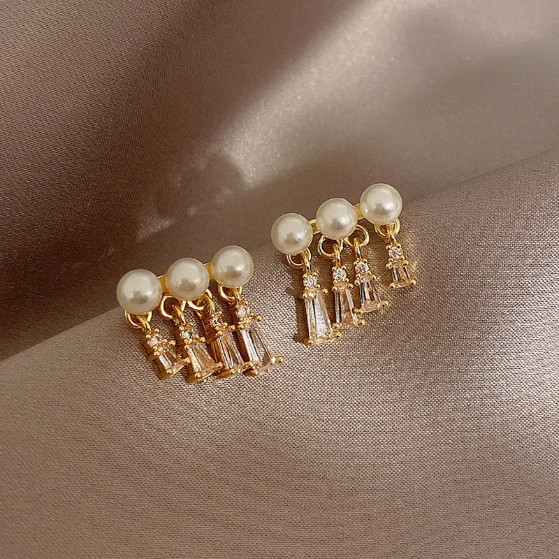 

New Fashion Design Elegant Exquisite Light Luxury Zircon Pearl Earrings Earrings Women Jewelry Party High Gift Wholesale
