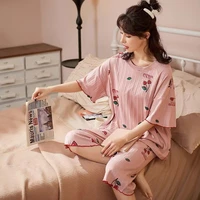 m 4xl new pajama sets women summer plus size cotton pyjamas suit 2pcsset short sleeve sleepwear sweet ladies lounge homewear