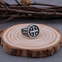 316l stainless steel vintage religious jerusalem cross rings mens fashion hip hop biker rings religious jewelry wooden box