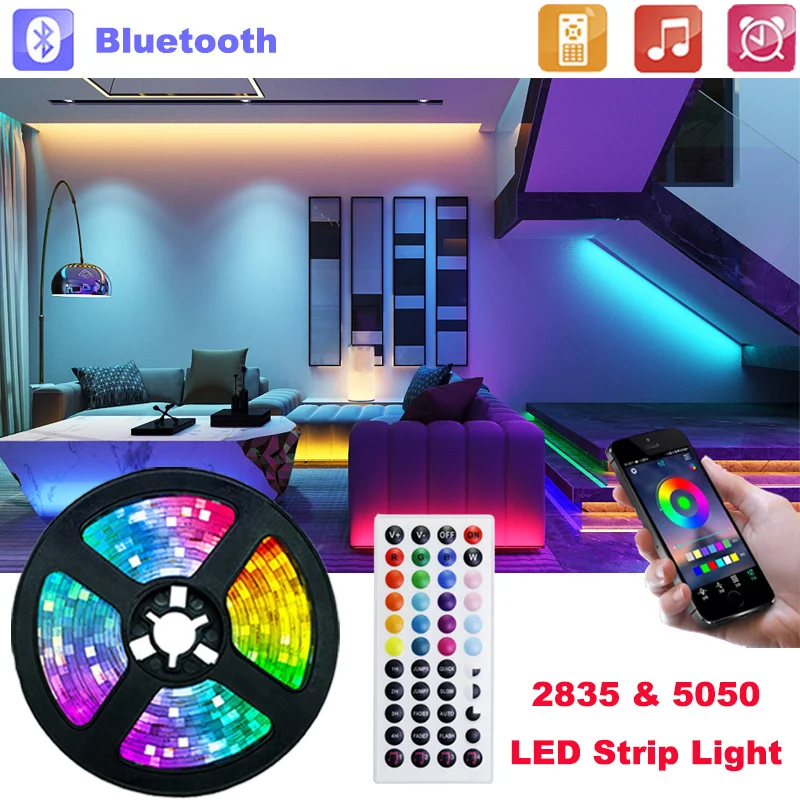 

2835&5050 LED Strip Light 44key Remote Control Bluetooth RGB LED Tape Neon Light DC5V USB Room Decor TV Backlight 1m 2m 3m 4m 5m