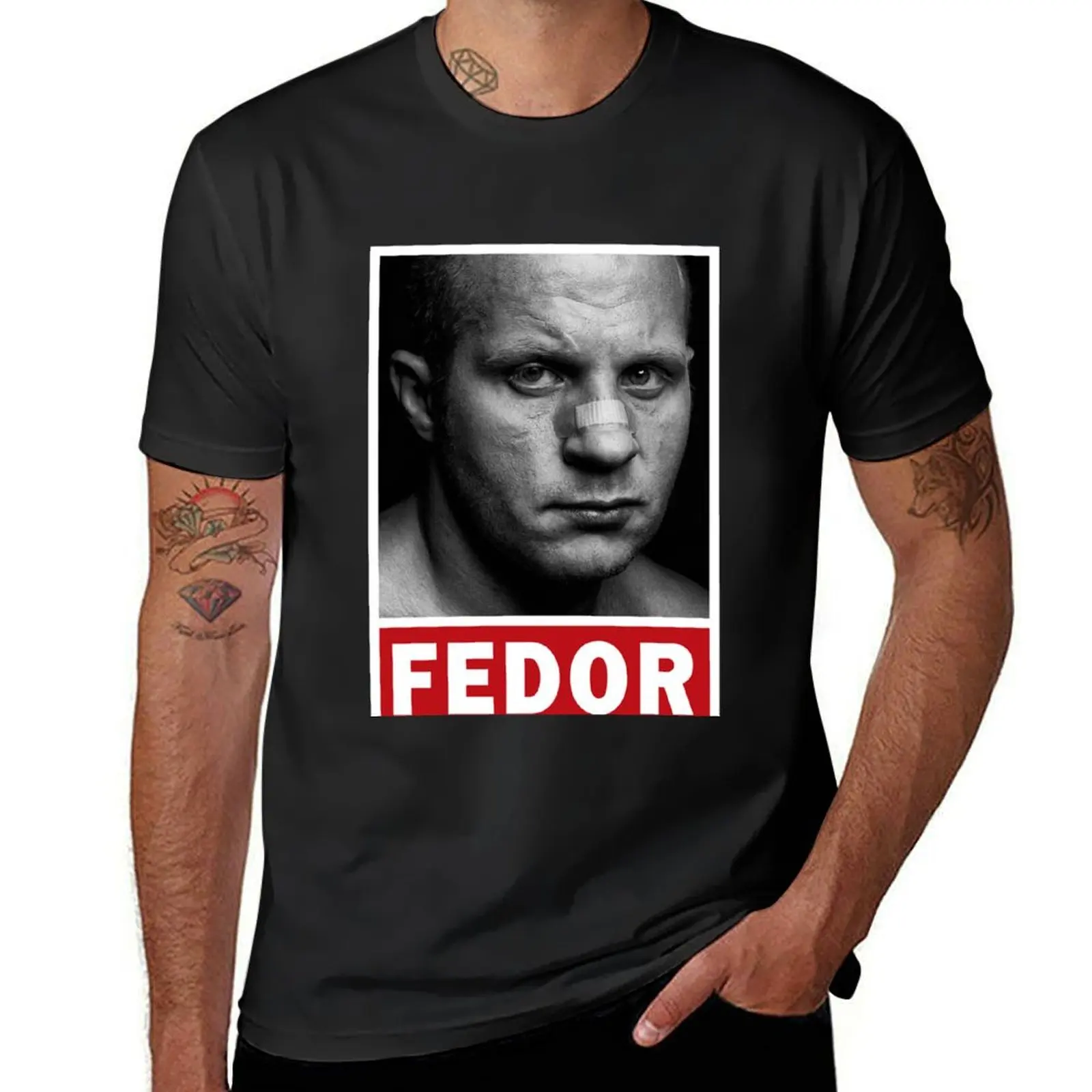 Спортивная Мужская хлопковая футболка Fedor с изображением Емельяненко