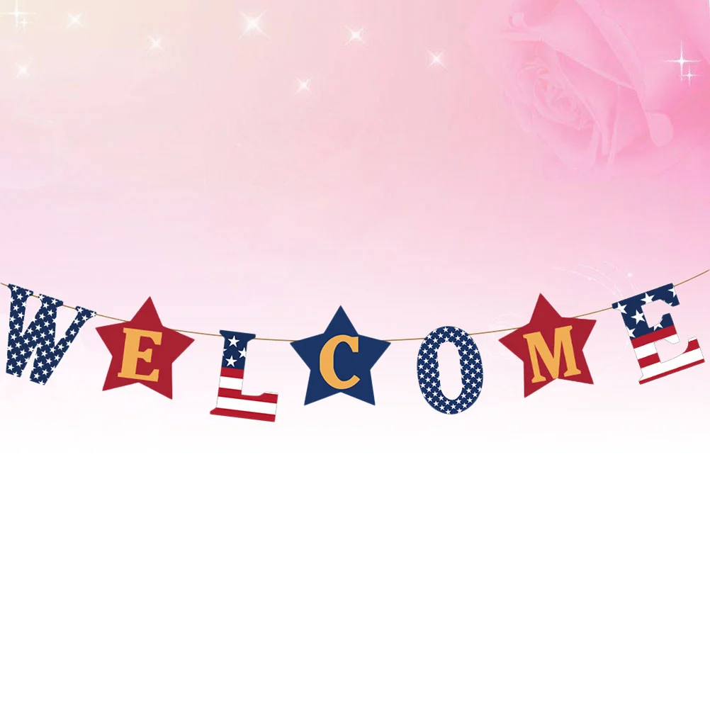 

Banner Day Patriotic Bunting Garland Independence 4Th Party Prop Photo America Burlap Memorial Decoration Themewelcome American