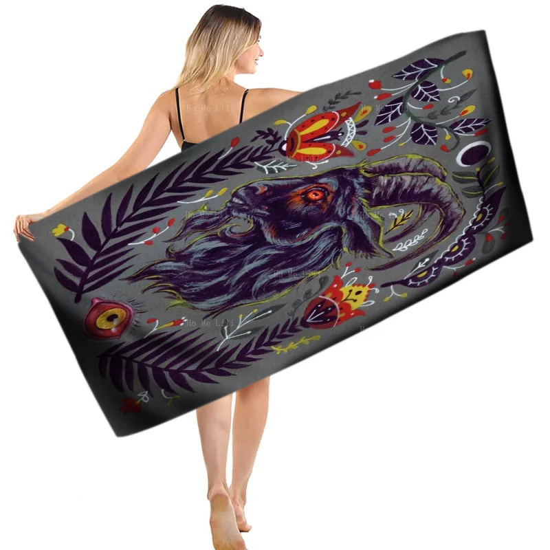 

Folk Artist's Design Of The Unique Evil Satanic Goat Quick Drying Towel By Ho Me Lili Fit For Fitness