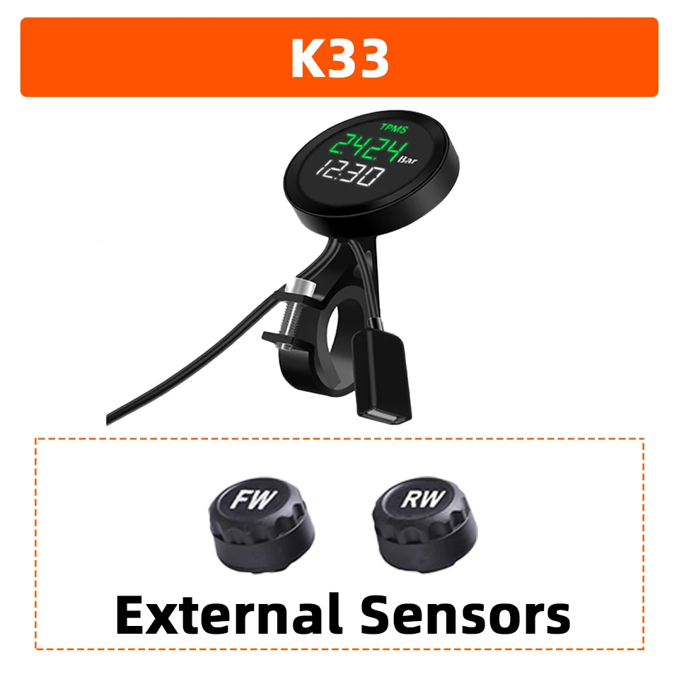 

Система контроля давления и температуры в шинах Yangood TPMS 3.0 с быстрой зарядкой, USB-выходом и сенсорным экраном для мотоциклов
