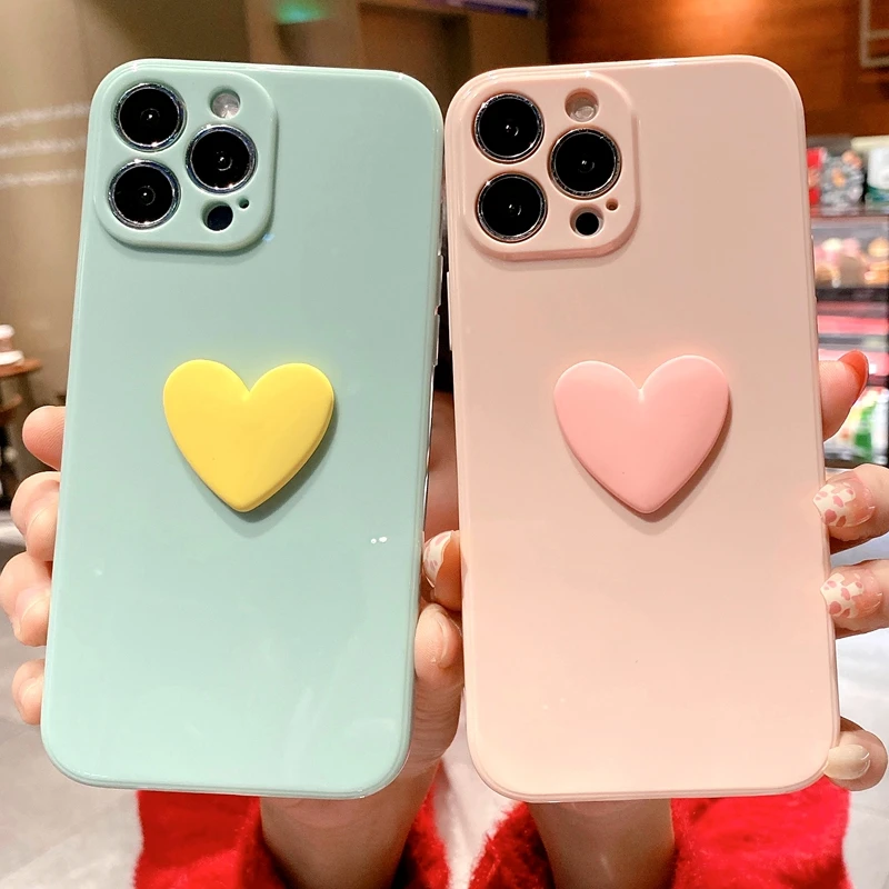 

Soft Candy Love Heart Phone Case For iPhone 11 12 13 Pro Max XS X XR 7 8 Plus SE 2020 Mini Shockproof Bumper Back Cover