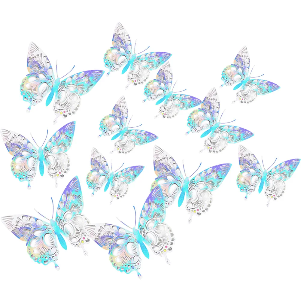 

Wall Decor Butterflies 3D Stickers Decal Sticker Rainbow Decorations Decals Diy Cake Mural Gold Bedroom Hollow Out Home Window