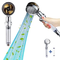 supercharged showerhead pvc high pressure shower head water saving shower with rotating small fan head bathroom accessories