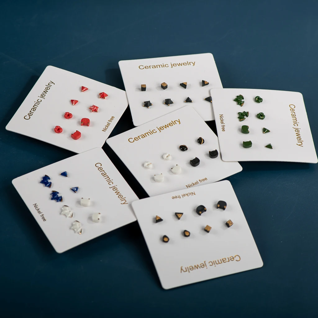 

4pcs Earring Sets Fine Ceramic Stud Earrings Anti allergic Needle Plated Porcelain Wholesale Gift Accessories #XN572