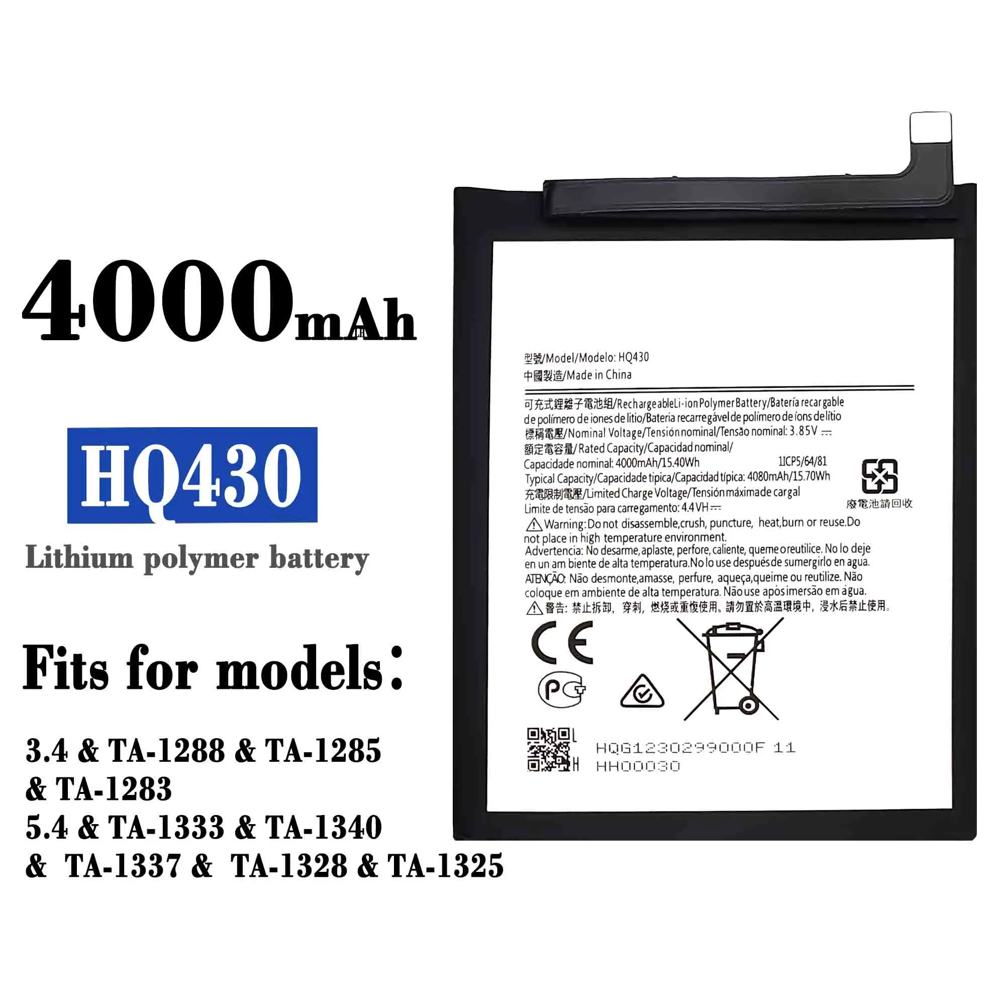 New 4080mAh Original HQ430 Phone Battery For Nokia 3.4 5.4 TA-1288 TA-1285 TA-1283 TA-1333 TA-1340 TA-1337 TA-1328 TA-1325