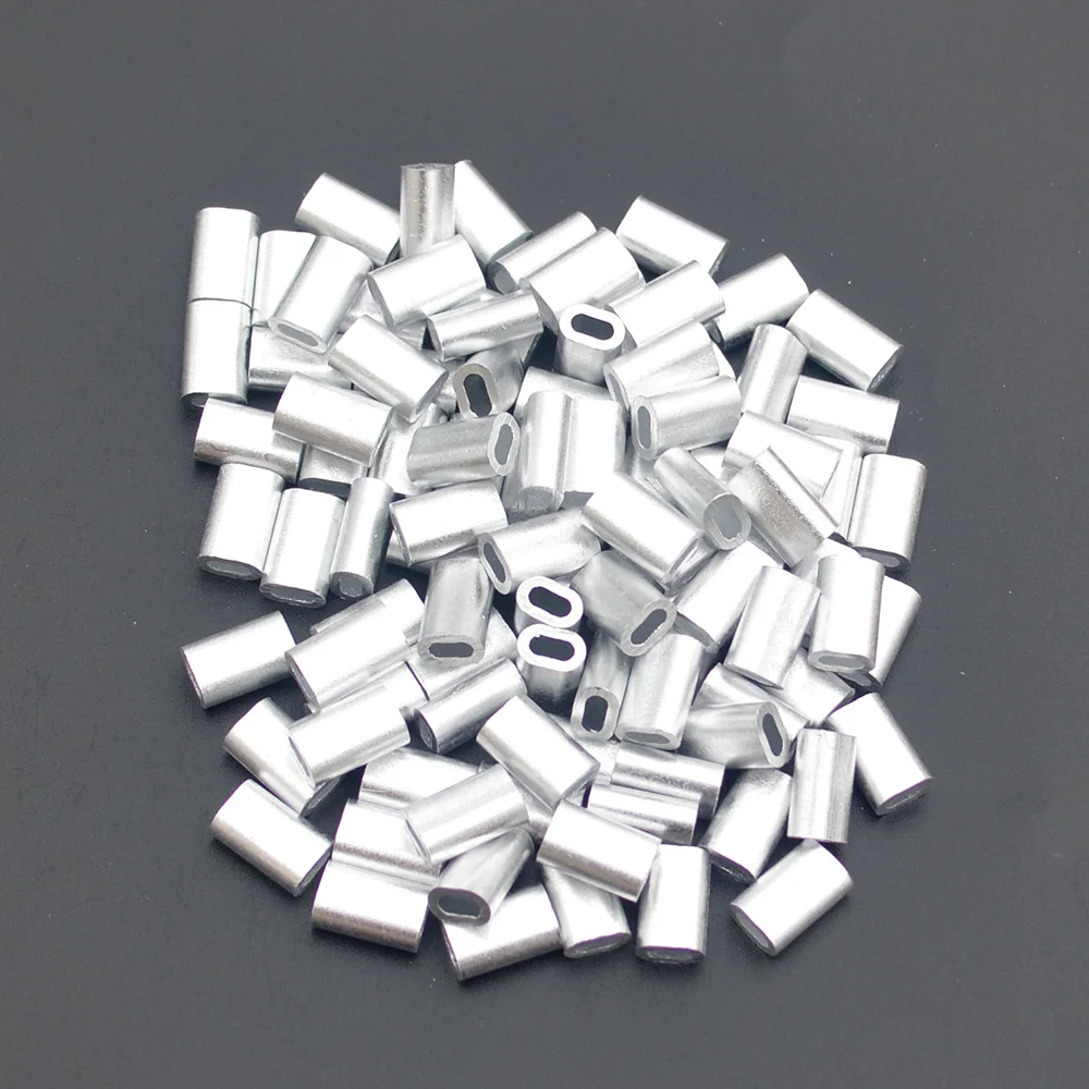 Fishing Crimp Sleeves 100pcs Aluminum Double Oval Line Crimping Tube Wire Connector | Tools