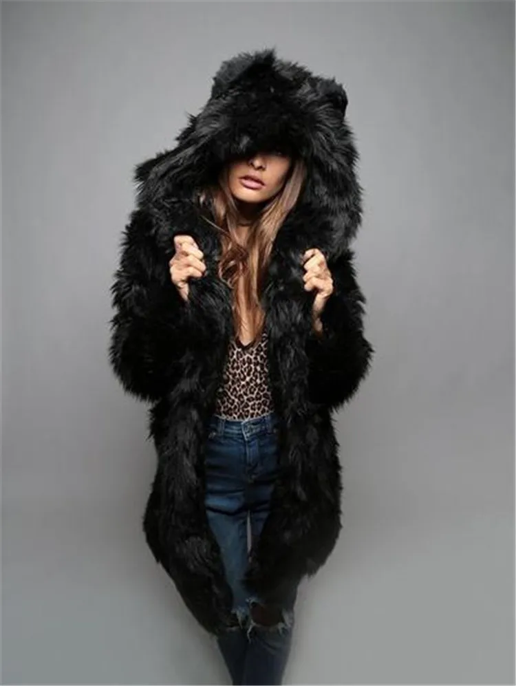 Autumn Winter New Women's Fur Imitation Raccoon Fur Coat Mid-length Warm Thick Imitation Fox Fur Women's Fur Coat Jacket Women