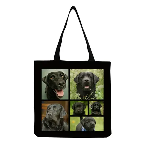 Экологически чистая многоразовая дорожная вместительная сумка через плечо с принтом животных и собак, сумки в стиле крутой черной лабрадор, складные сумки-тоуты