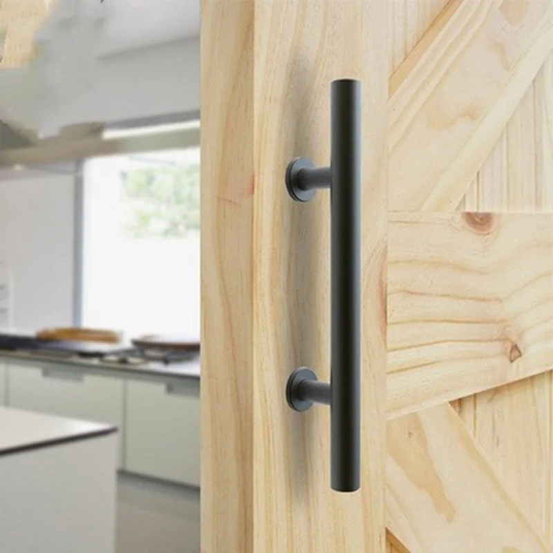 

305mm Smooth Black Barn Door Handle Pull Two Side Wooden Sliding Door Handle Knob