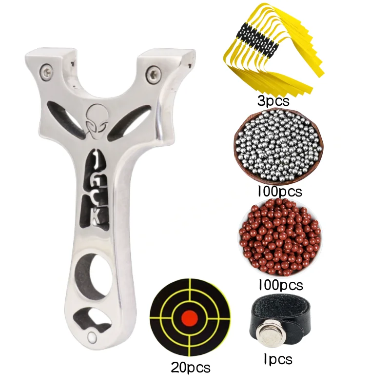 

Outdoor High-Precision Stainless Steel Slingshot Adsorbs Steel Balls With Flat Rubber Bands for Powerful Hunting Catapults