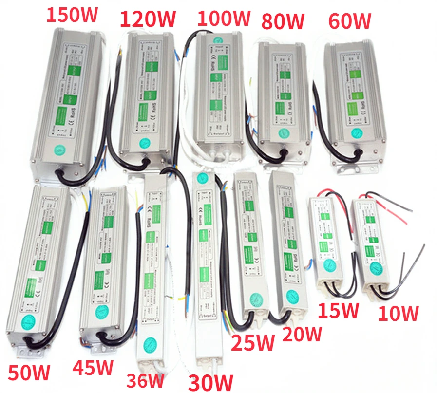 

Waterproof IP67 LED Power Supply Driver AC DC 12V/24V 10W 15W 20W 25W 30W 36W 45W 50W 60W 80W 100W 120W 150W for LED Strip Light