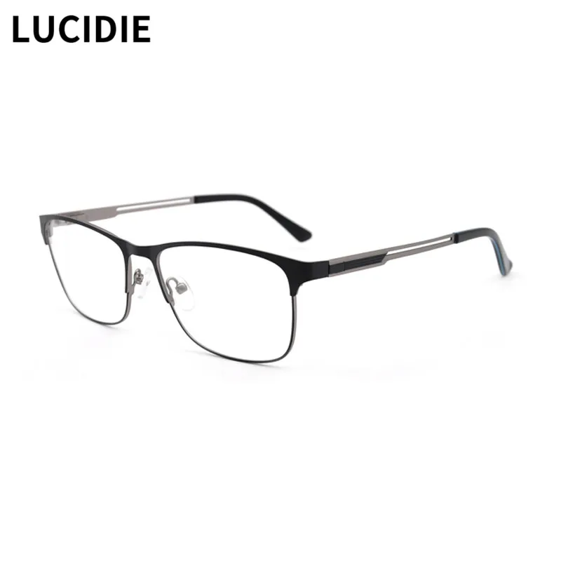 

LUCIDIE Vintage Alloy Glasses Frame Men Business Square Prescription Eyeglasses Myopia Optical Frames Eyewear Spectacle HG5789