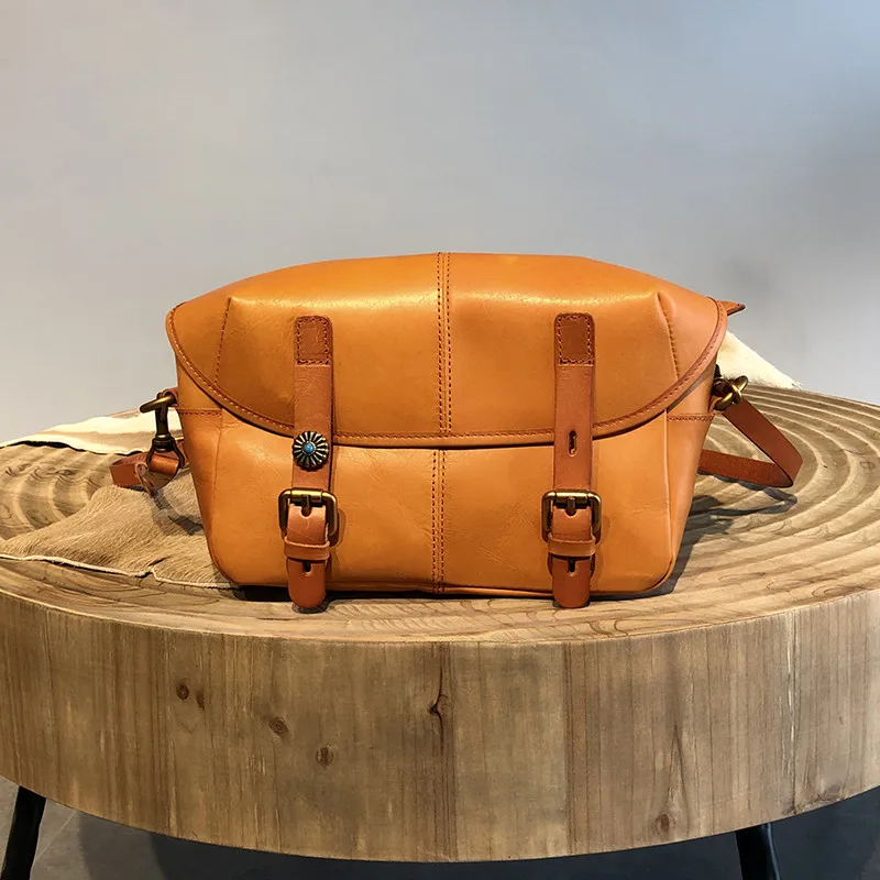 Fashion luxury genuine leather men's women's messenger bag vintage outdoor travel designer organizer real cowhide shoulder bag