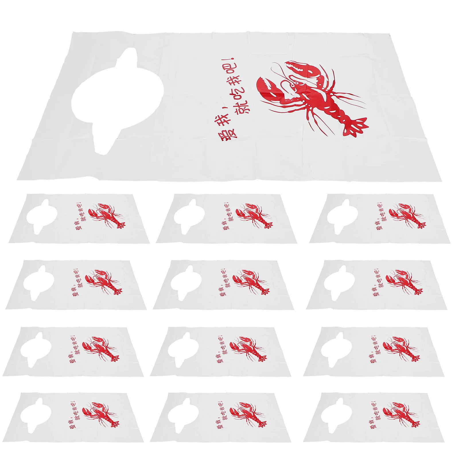

100 Pcs Lobster Dinner Party Adult Bib Clothing Protector Plastic Bibs for Elderly