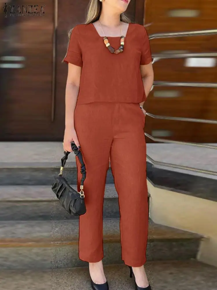 Женские элегантные спортивные костюмы ZANZEA модные подходящие комплекты из 2