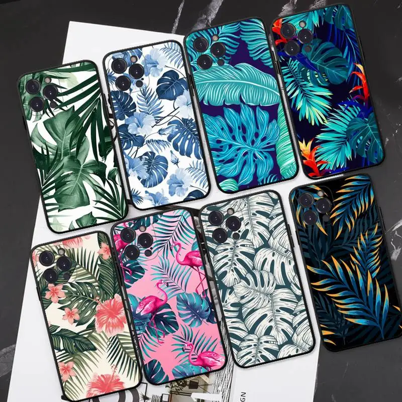

RuiCaiCa Summer Green plants leaf Phone Case For iPhone 8 7 6 6S Plus X SE 2020 XR XS 14 11 12 13 Mini Pro Max Mobile Case