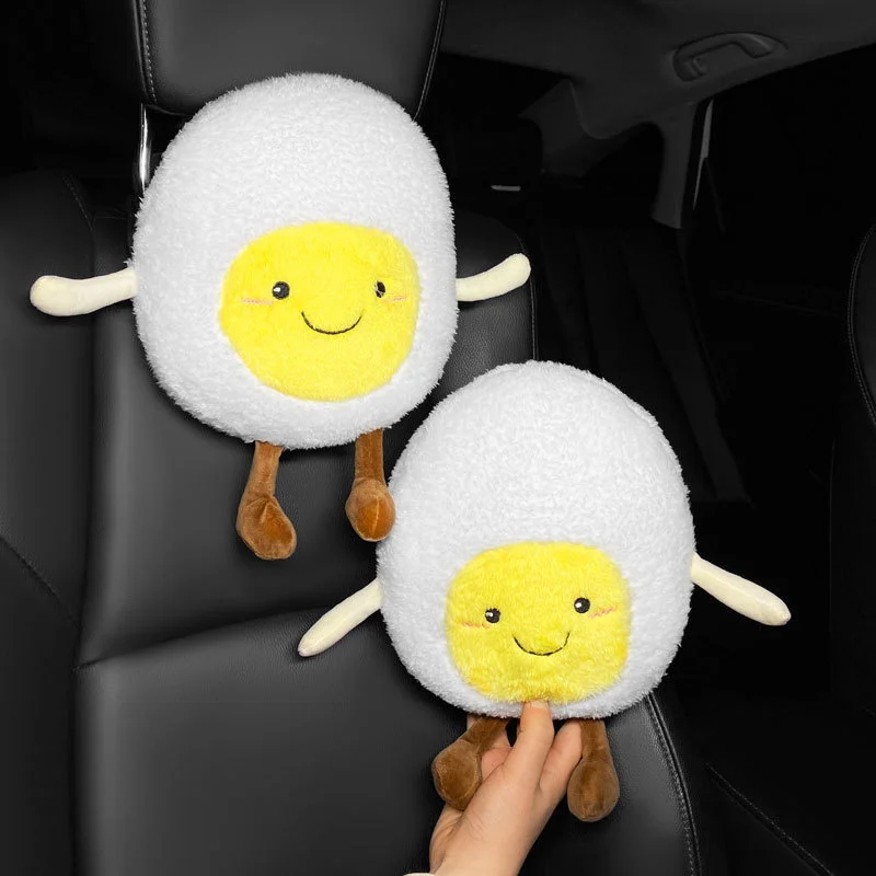 

Cute Egg Car Headrest Neck Pillow and Cushion Cartoon Plush Seat Waist Lumbar Support Universal Protection Seatbelt Pad Cover