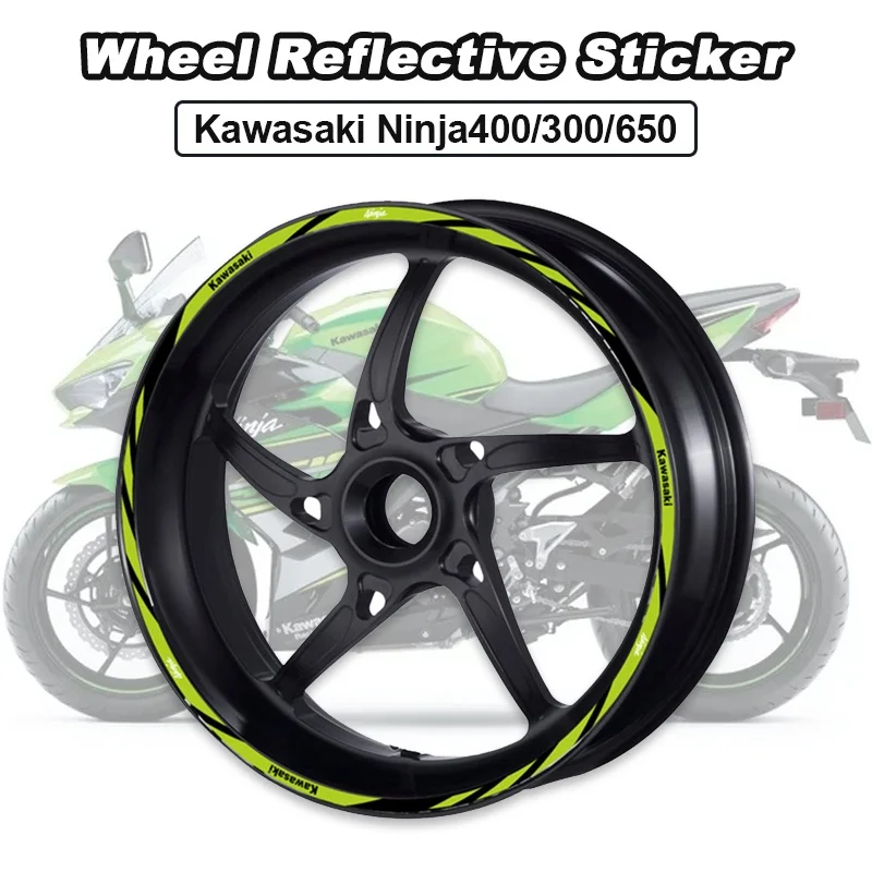 

Декоративная полосатая наклейка для мотоцикла Kawasaki Ninja 400/300/650, Светоотражающая наклейка на переднее и заднее колесо, аксессуары
