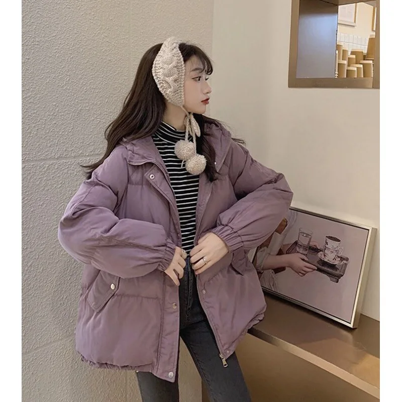 

Зимняя модная женская парка, теплая пуховая хлопковая короткая куртка, плотное корейское Свободное пальто с капюшоном, женская верхняя одежда с воротником-стойкой, пальто N240