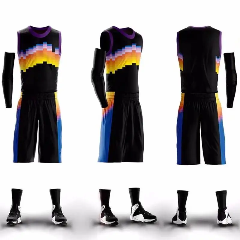 Custom Mens Black Basketball Uniforms Professional Throwback Jersey Breathable Basketball Jersey Clothes For Outdoor Activity