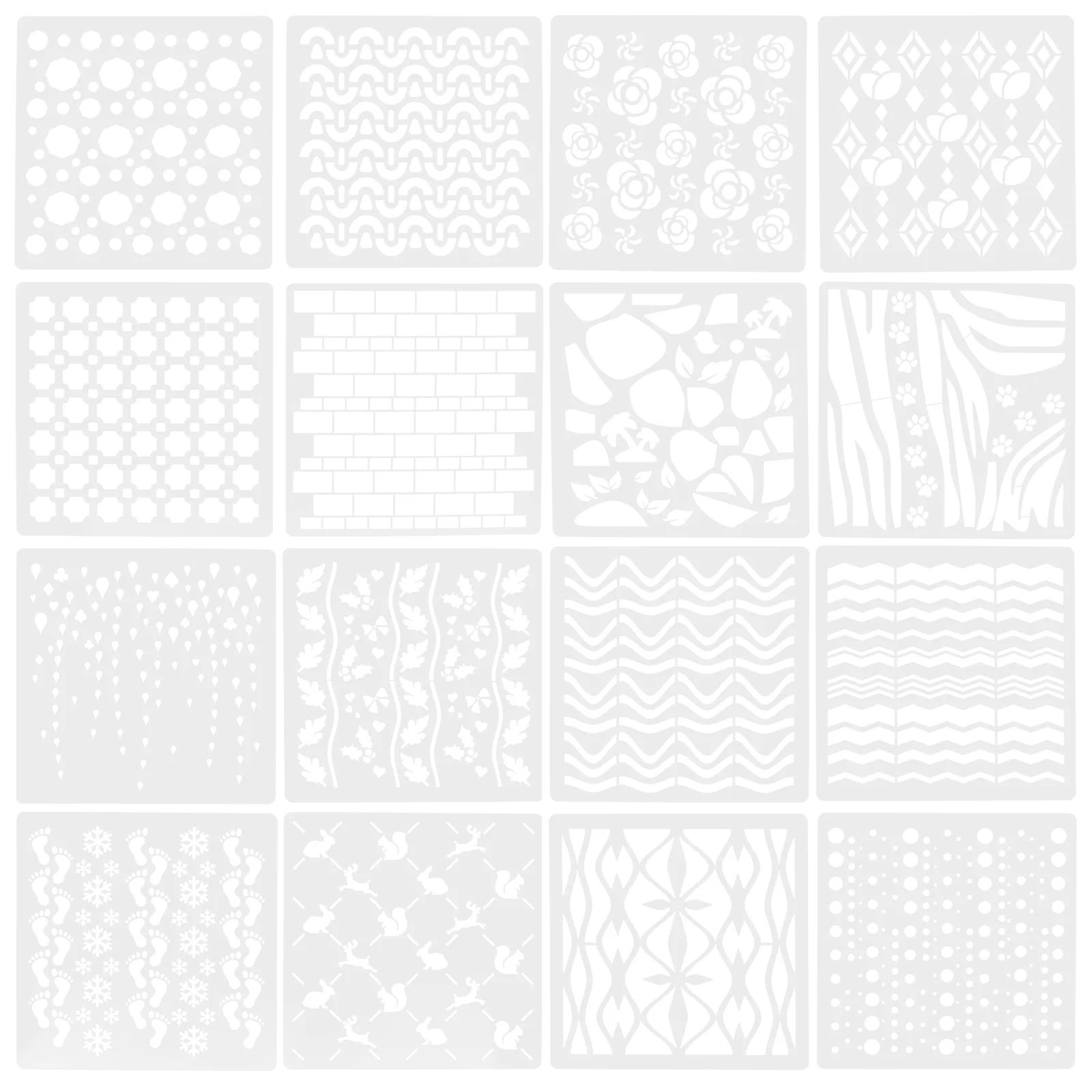 

16Pcs Geometrical Theme Stencils Painting Education Toys Hollow DIY Templates