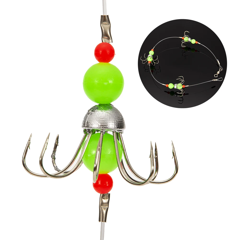 

1pc Glow Fishing Hook Octagonal Hooks High Carbon Steel Squid Catchers Rig 8 Claws Luminous Squid Hooks Glow-in-the-dark