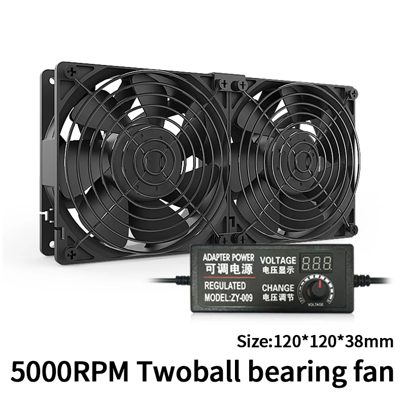 5000RPM 12038 High Speed Two Ball Bearing Cooling System Fan For Computer BTC Mining Cabinet Server 120mm Ventilator Kit |