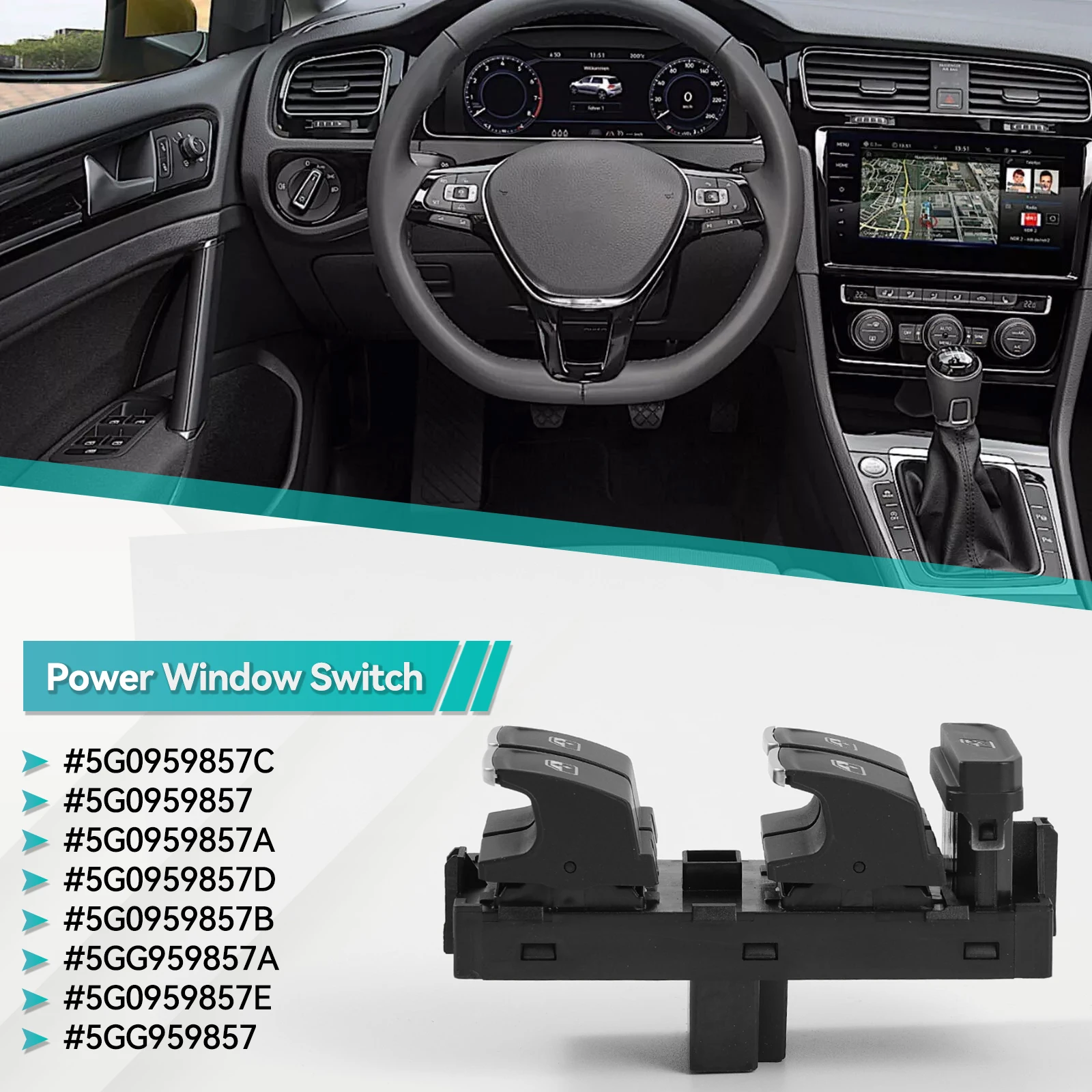 5G0959857C 5G0959857 5G0959857A 5G0959857B 5GG959857 кнопка управления автомобильным выключателем