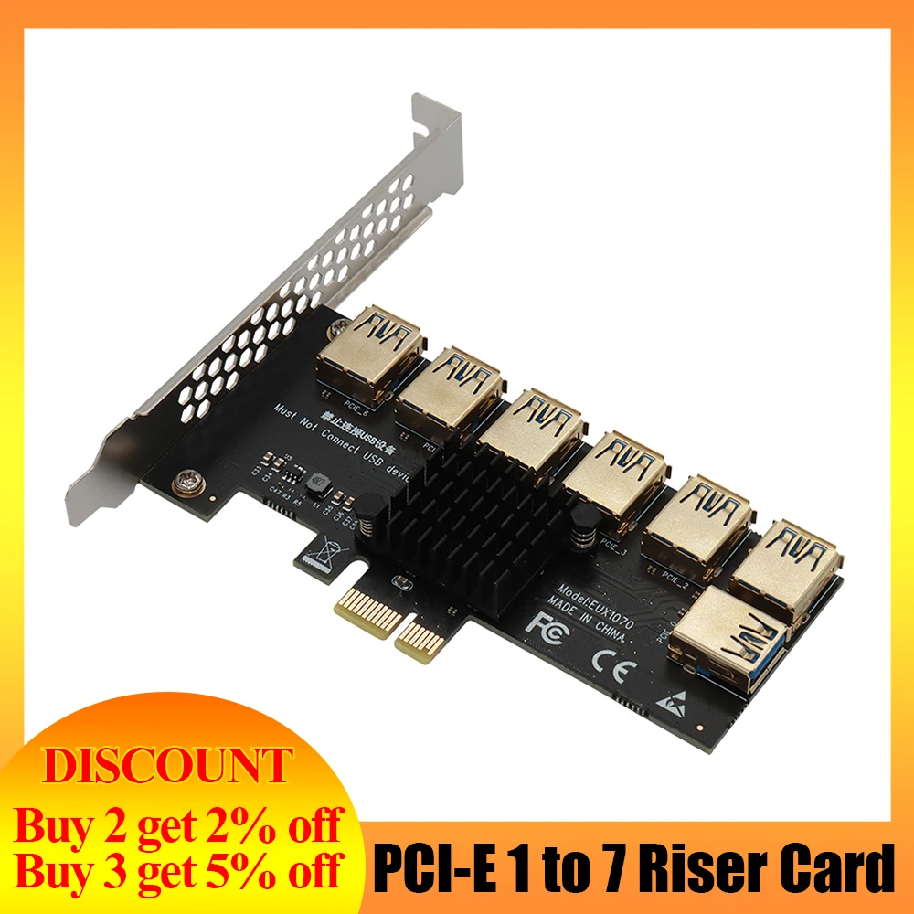 PCI-E переходная карта 1-7 PCI Express множитель PCIE от 1 до 4 портов USB переходник радиатор