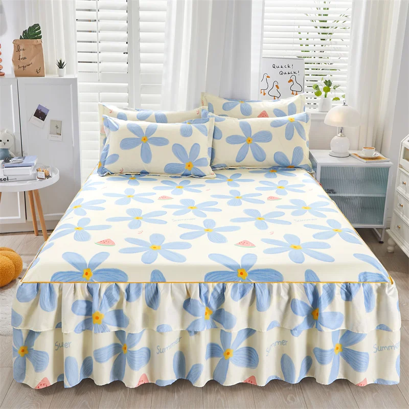 

NEW Fresh Home Style sheets for bed With Skirt Mattress Covers Four Corners With Elastic sheet (Need order pillowcases)