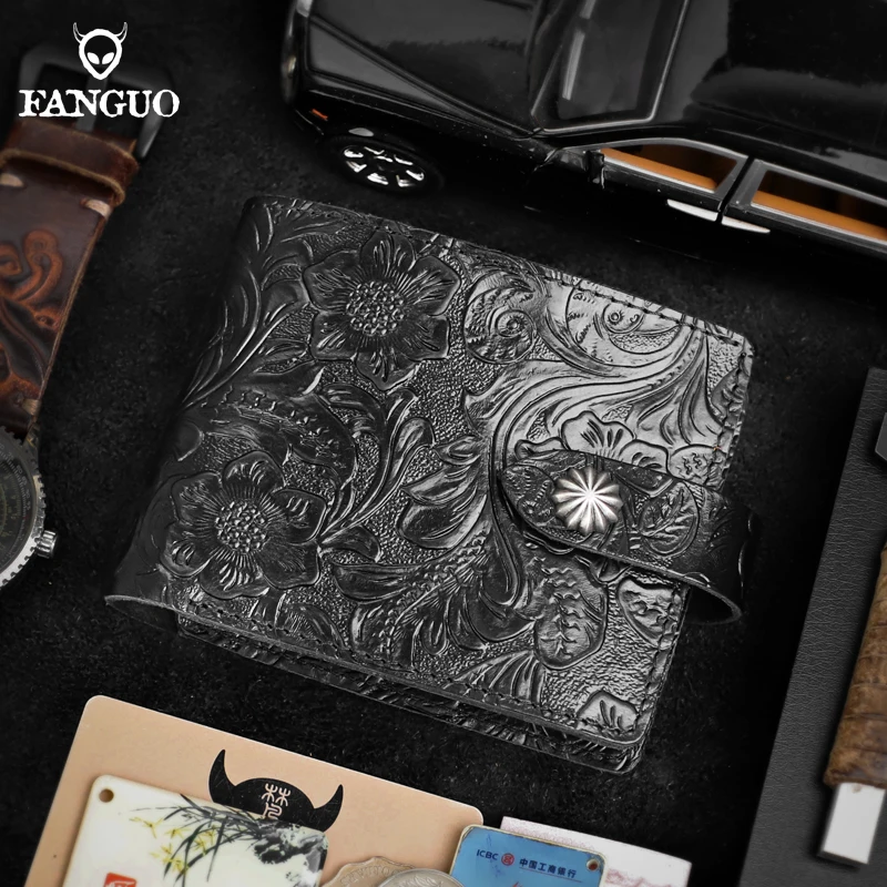 2022 Genuine Leather Short Wallet For Men Handmade Cow Leather Card Holder Coin Purse Money Bag Portable Women's Card Wallet