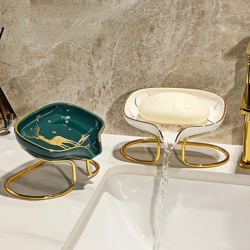 

Light Luxury Ceramic Soap Dish Portable Kitchen Storage Accessories Soap Holders Soap Packaging Boxes Shelves Bathroom Organizer