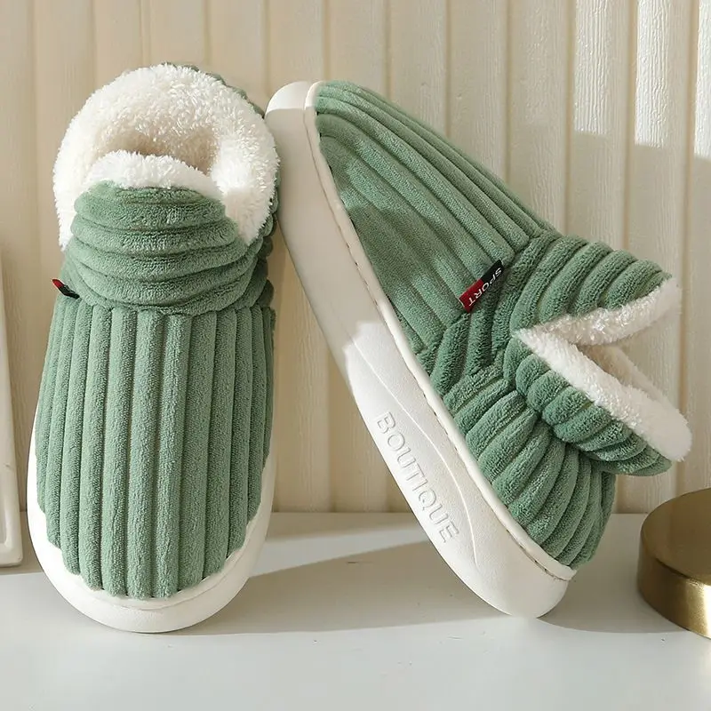 Home slippers couple all inclusive heel cotton shoes corduroy winter warm plush ladies slippers brand floor slippers house