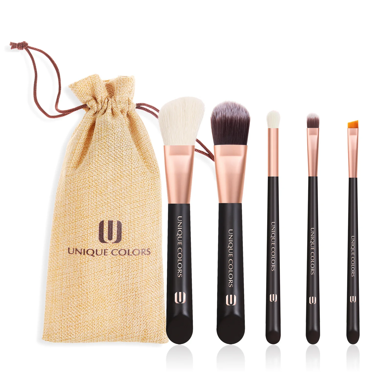 5pcs Champagne makeup brushes set for cosmetic foundation powder blush eyeshadow kabuki blending make up brush beauty tool