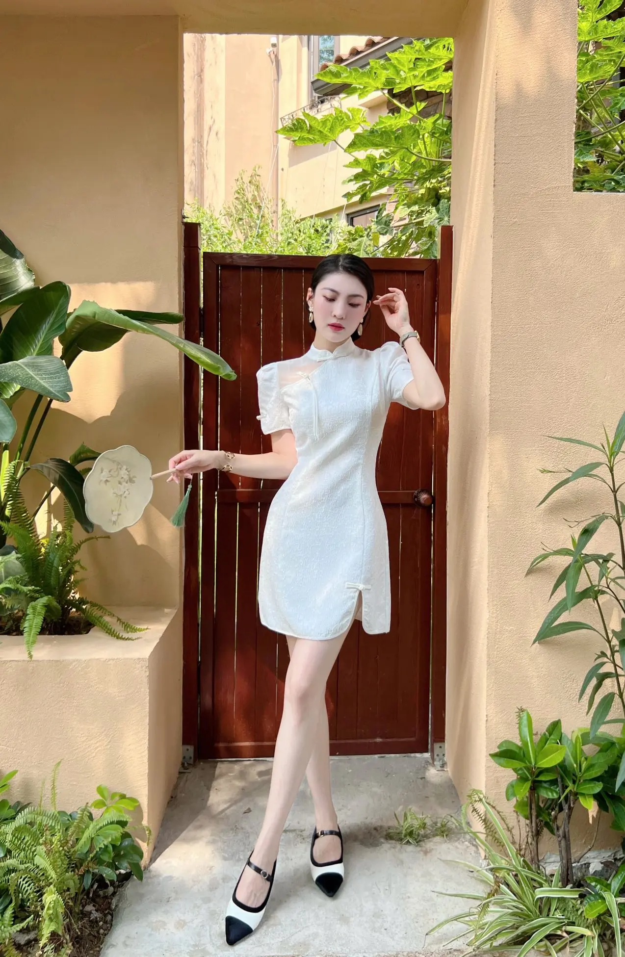 

2023 Spring/Summer Fashion New Women's Clothing Jacquard Puff Sleeve Cheongsam Dress 0704
