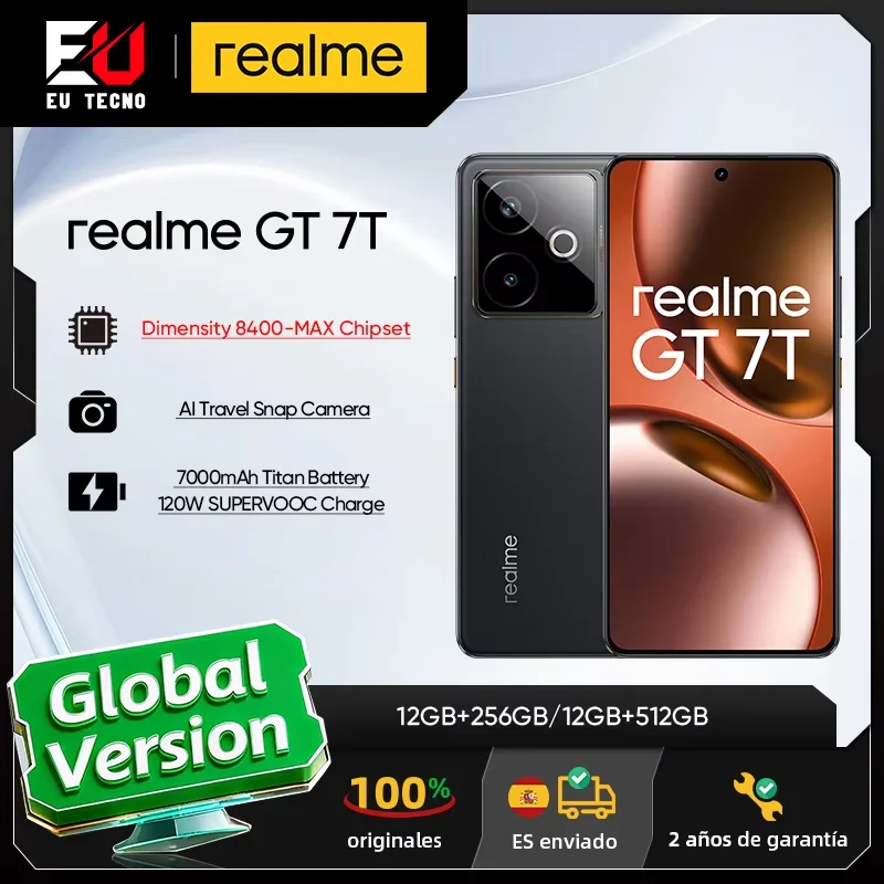 EU Version realme GT 7T 5G Smartphone Dimensity 8400-MAX 6.8inches 120Hz Display 7000mAh 120W SUPERVOOC Charge Camera 50MP