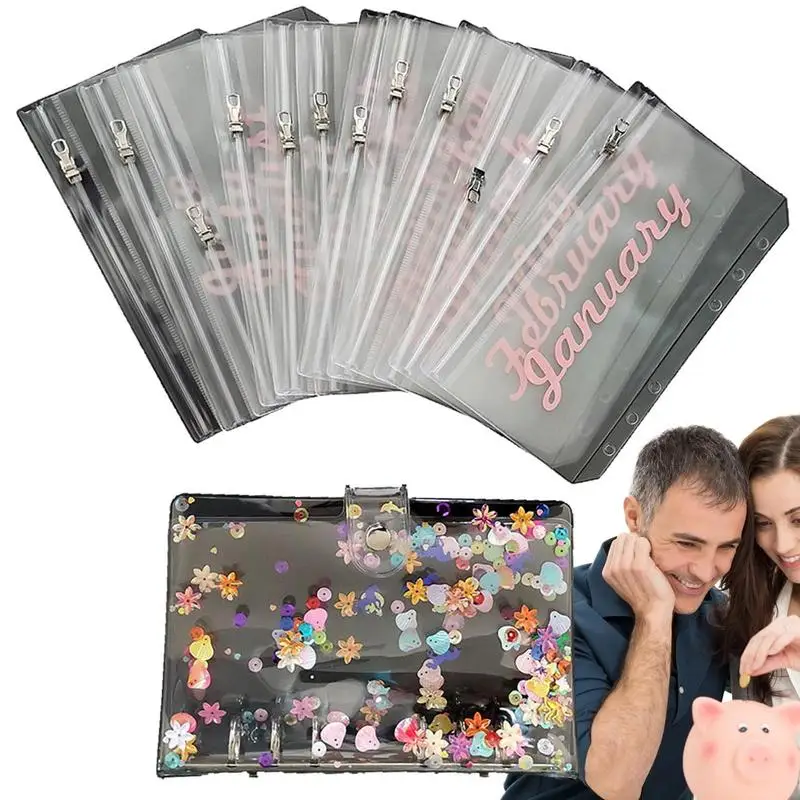 

Cash Budget Binder Zippered Waterproof A6 Challenge Binder Reusable Binder Wallet For Receipts Tear-Resistant Budget Binder For