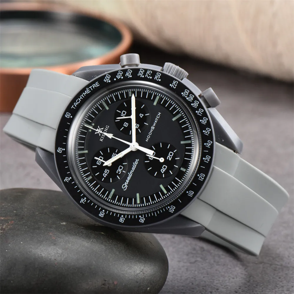 

KISENG Swatch Joint Exploration Planet Series Watch for Men Multifunctional Meter Plastic Case Rubber Strap Moon Watches reloj