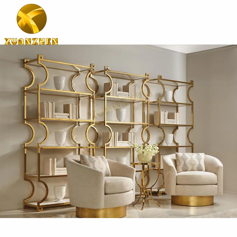 

Furniture Foshan Factory Bookshelves Stainless Steel Furniture Bookshelf for Home BS002 Storage Rack