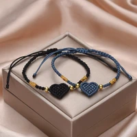 pure hand woven love rope bracelet for women retro heart shaped hand woven drawable rope chain fashion couple bracelet jewelry