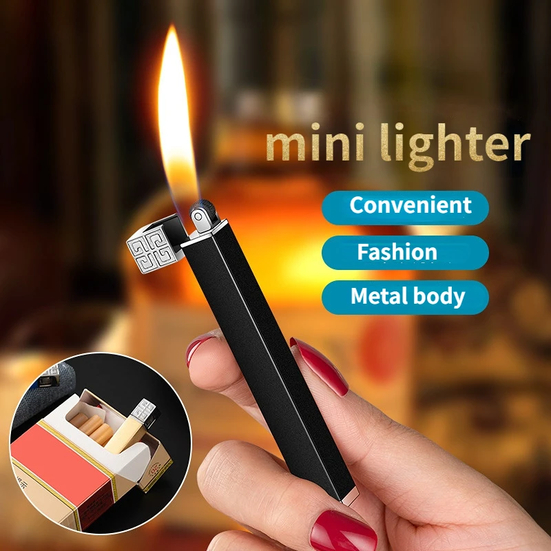 

New Mini Slim Grinding Wheel Lighter Ladies Portable Multicolor Metal Body Windproof Lighter for Gift 2023