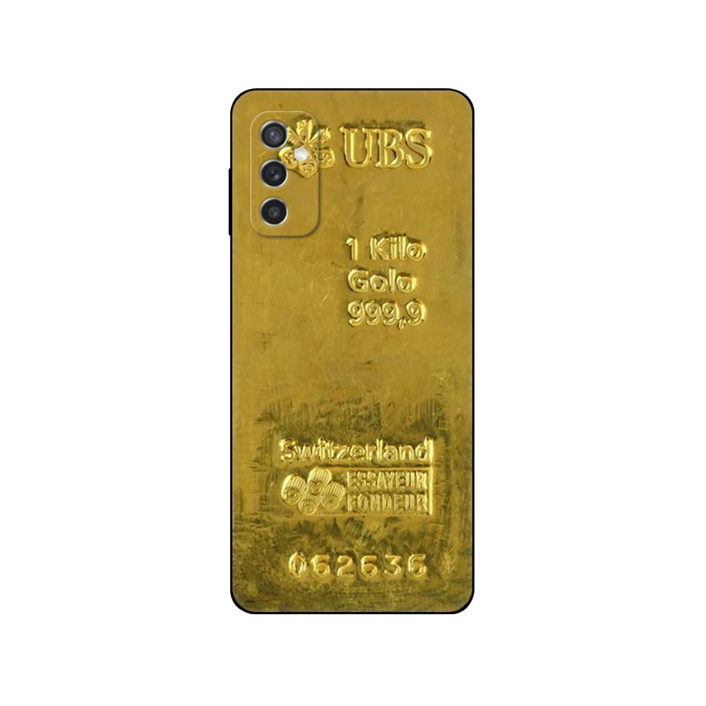 Black Tpu Case Fine Gold For Samsung Galaxy F23 M12 M22 M23 M32 4G M52 5G M30S M21 A04s