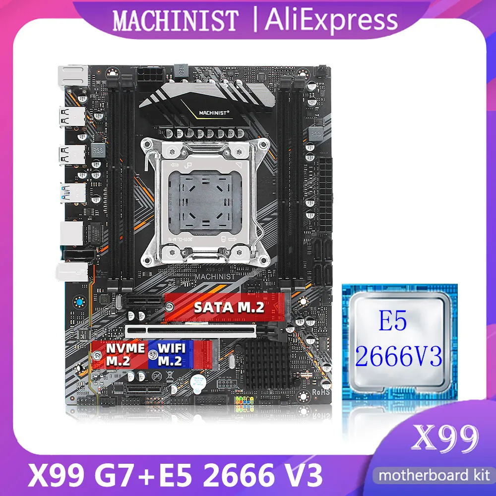 

Machinist X99 расческа материнской платы Whit Xeon E5 2666 V3 CPU Kit 8G DDR3 ПАМЯТЬ 1600 МГц ОЗУ для настольного компьютера четырехканальный SATA NVME M.2