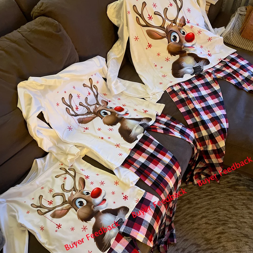 Winter 2022 Cotton Family Matching Christmas Pajamas New Year Mother Daughter Clothing Set Mom Daddy Baby Girl Boy Family Look